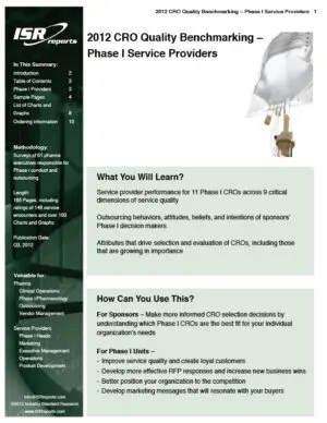 CRO Quality Benchmarking - Phase I Service Providers (4th Edition)