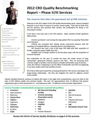 CRO Quality Benchmarking - Phase II/III Service Providers (4th edition)